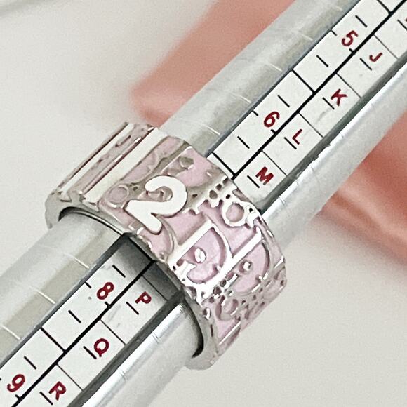 DIOR Pink Trotter No 2 Ring Oblique Band Vintage Circa 2000s Size 7.5 - Picture 6 of 10